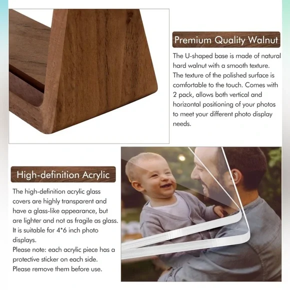 4x6 Rustic Wood Photo Frame - 2 Pack - (Horizontal + Vertical) - NWT NIB - Picture 2 of 7